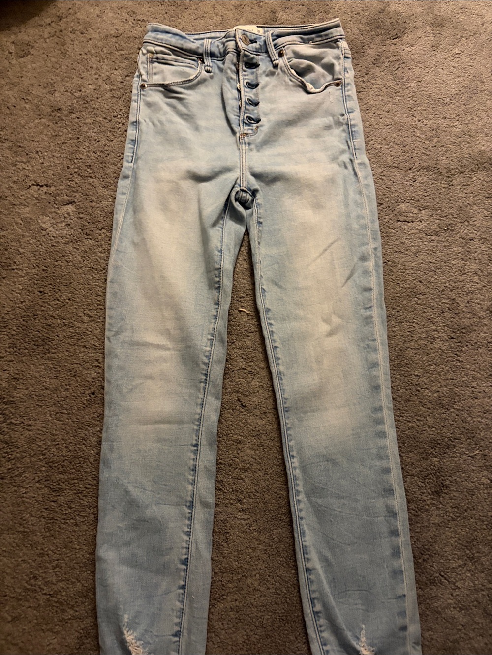 Abercrombie & Fitch Light Blue High-Rise Super Skinny Ankle Jeans